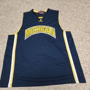 Michigan Wolverines Stitched Tank Top Captavating Apparel Blue Jersey Men's XXL